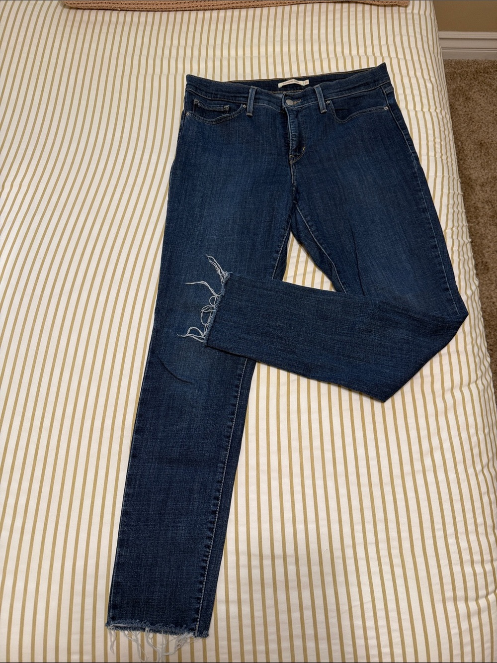 Levi's Indigo Skinny Jeans with Raw Hem